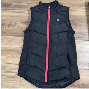 GapKids Puffer Vest Black Pink Zip Active Warm Outerwear Girl Size M
